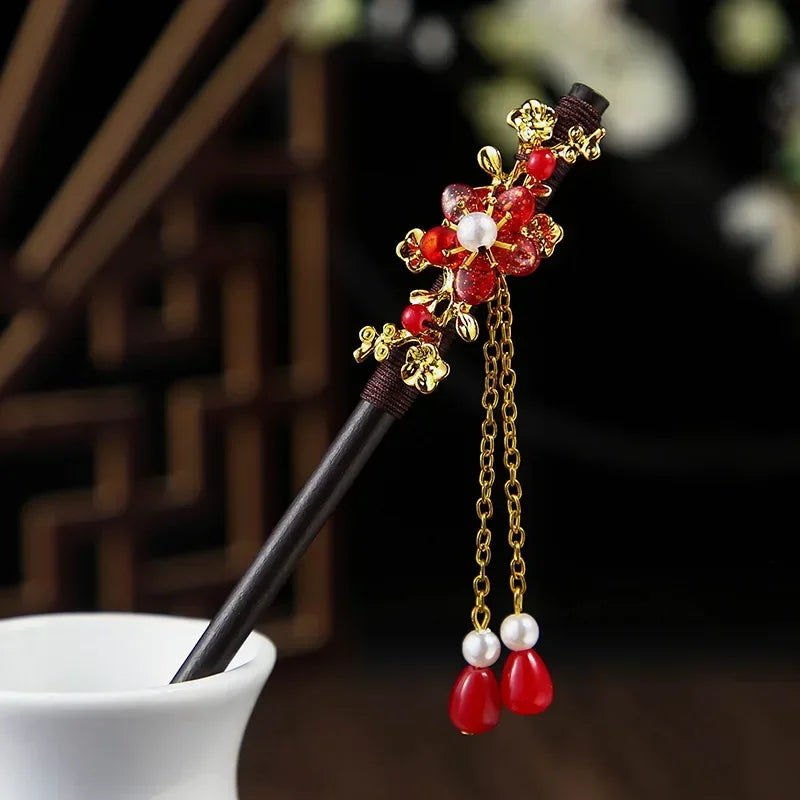 Plum blossom hair pin HairSticksHaven