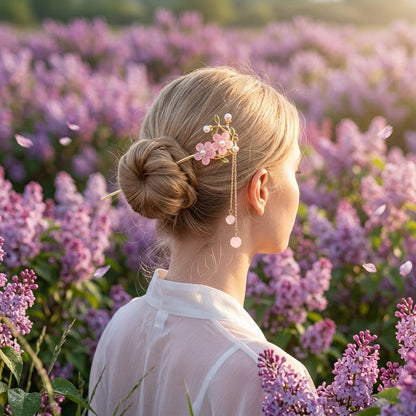 pink flower hair pin