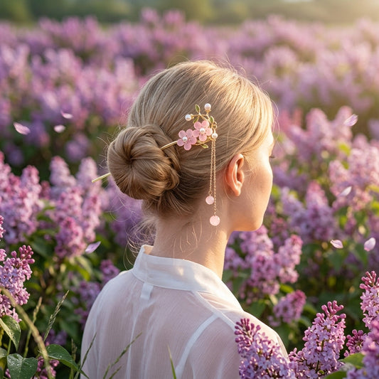 pink flower hair pin